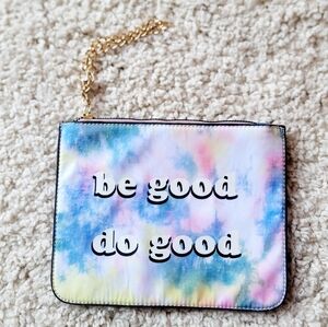 Super cute travel bag/clutch bag tie dye small tie dye Be Good Do Good w/chain